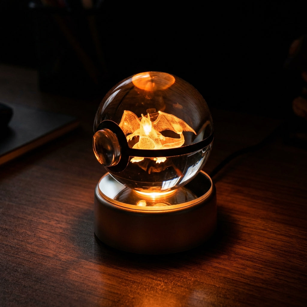 3D Crystal Orb Night Light – LED Base